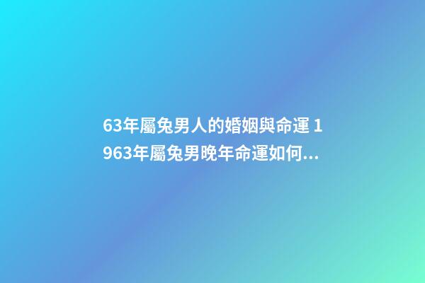 63年屬兔男人的婚姻與命運 1963年屬兔男晚年命運如何，1963年男屬兔是什么命-第1張-觀點-玄機派